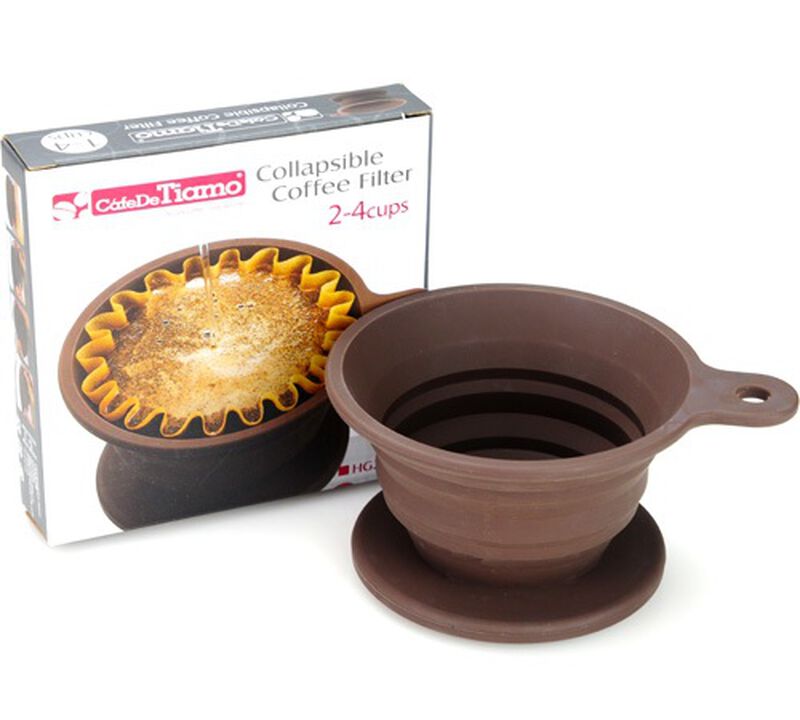 Tiamo flat-bottomed coffee dripper in brown silicone - 2 cups image number 1