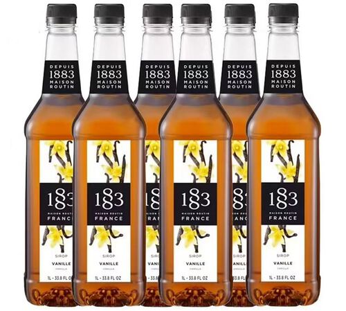 Lot de 6 Sirops Vanille - Bouteille Plastique - 6x1L - 1883 ROUTIN