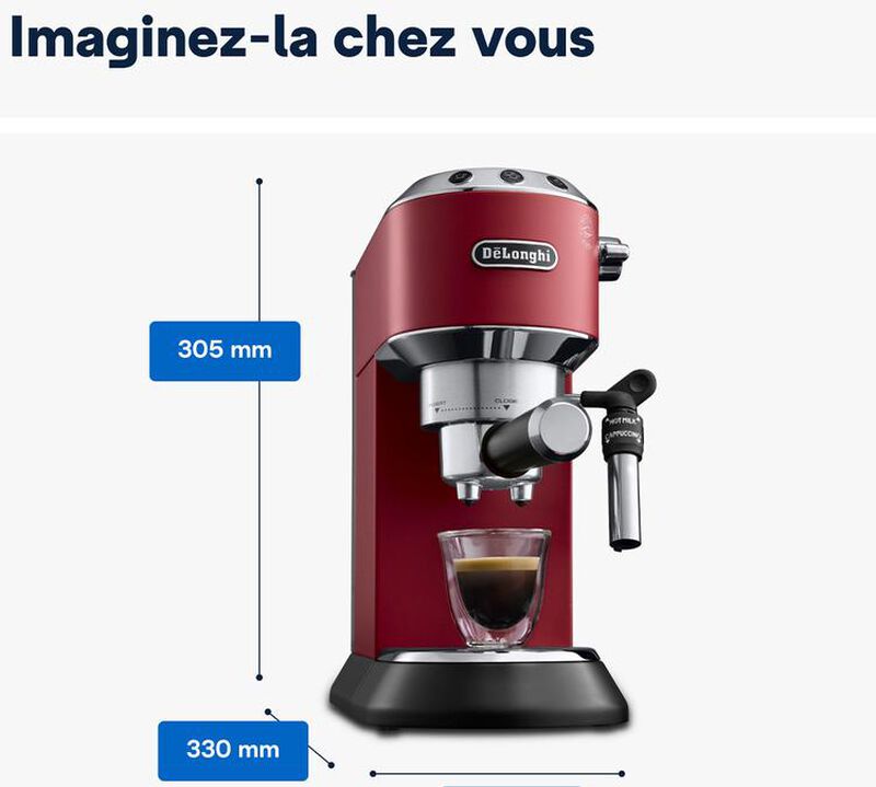 Machine expresso DELONGHI Dedica EC695.R Rouge image number 9