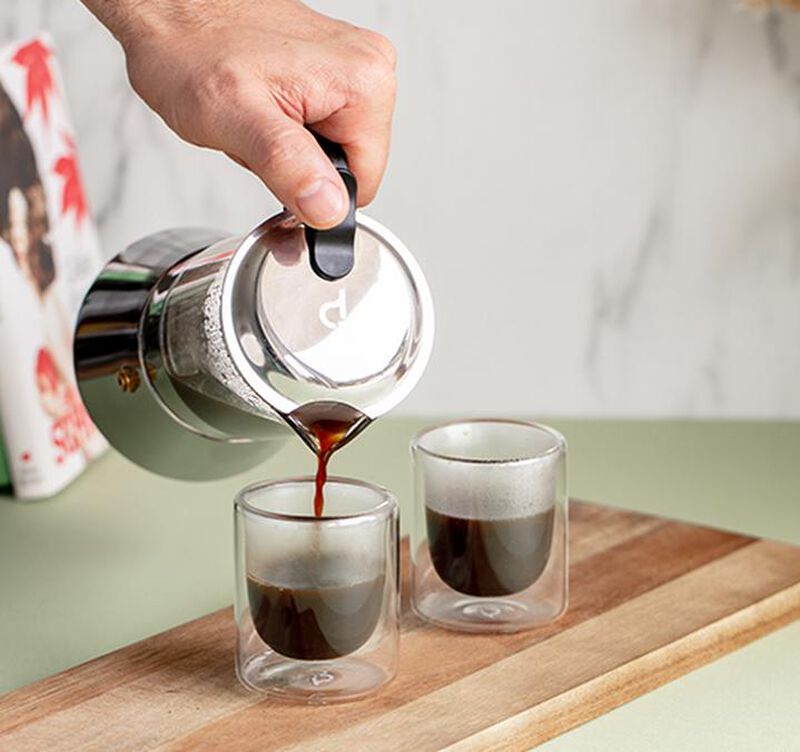 Pylano Moka Pot Kiara in Glass & Stainless Steel - 6 cups image number 1