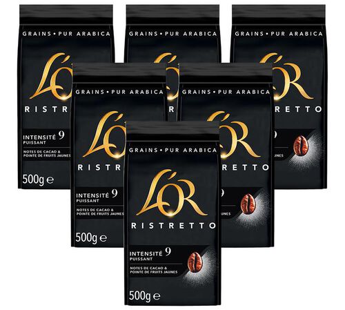 6 x 500 g - Caf&eacute; en grain - Ristretto - L'OR