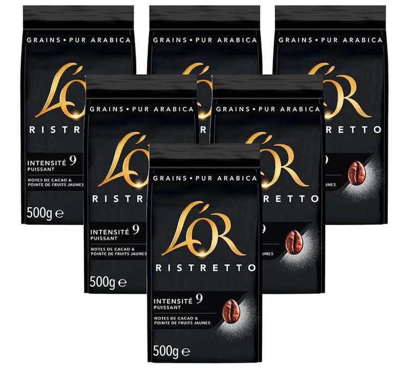 6 x 500 g - Caf&eacute; en grain - Ristretto - L'OR image number 0