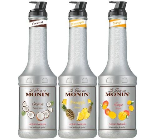 Lot de 3 pur&eacute;es de fruits 1L - Coco, Ananas, Mangue - MONIN