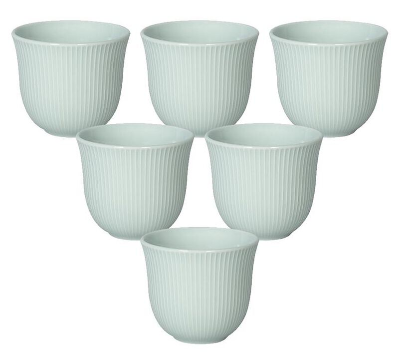 6 Tasses &agrave; caf&eacute; emboss&eacute;es 250 ml bleu c&eacute;ladon - LOVERAMICS image number 0