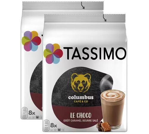 16 dosettes Tassimo Columbus Le Choco Caramel Beurre Sal&eacute; - TASSIMO