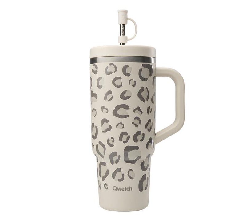 Qwetch Insulated Travel Water Bottle with Straw - Sand Leopard - 90 cl image number 0