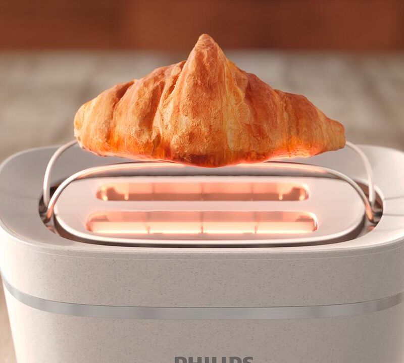 Grille-pain Philips Eco-Conscious - Toaster 2 fentes 830W HD2640/10 Cr&egrave;me image number 3