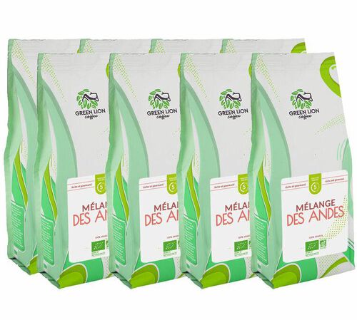 Green Lion Coffee - Caff&egrave; in grani Bio - Uso professionale - Le M&eacute;lange des Andes - 8 kg