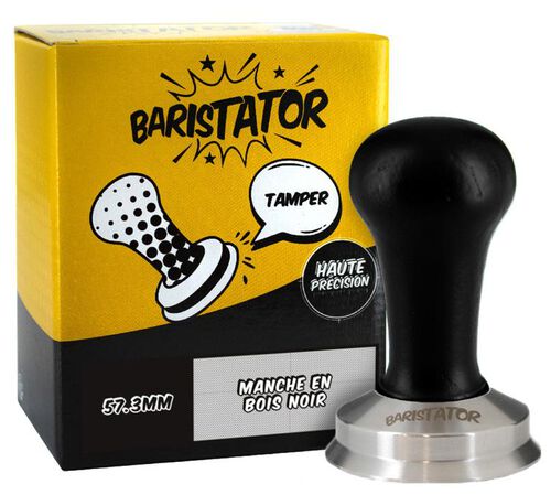 Tamper caf&eacute; BARISTATOR 57.3mm haute pr&eacute;cision Bois noir
