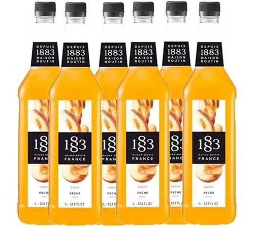 Sirop P&ecirc;che - Bouteille plastique - 6 x 1L - 1883 ROUTIN