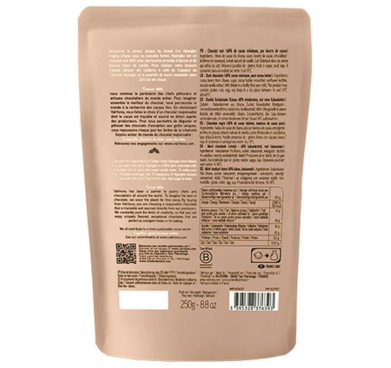 Valrhona Chocolate Flakes Nyangbo 68% Cocoa - 250g image number 2