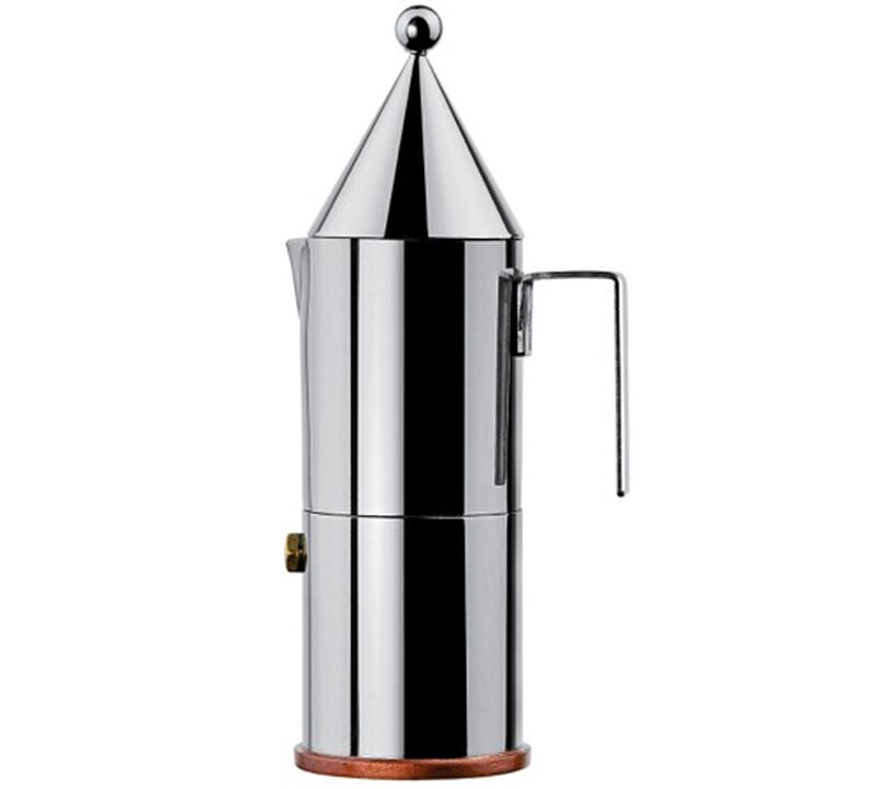 Alessi Aldo Rossi 3-cup moka pot with a copper base designed by Aldo Rossi. image number 0
