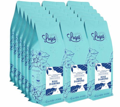 18 x 250 g Caf&eacute; moulu Br&eacute;sil Rose Diamond Mouture universelle - LUGAT