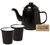 Falcon Enamelwear - Charcoal black enamel Tea set with teapot + 2 cups & Free tea image