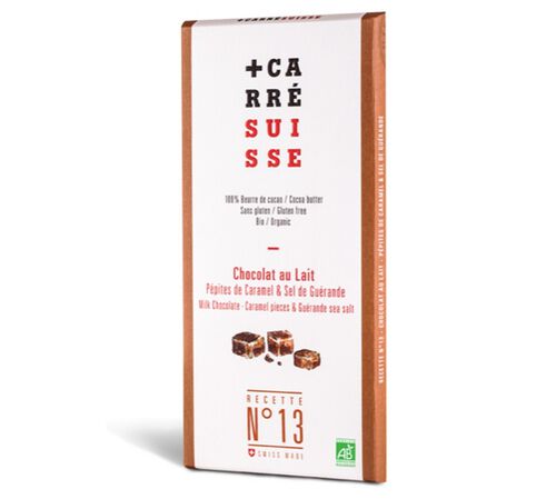 Carr&eacute; Suisse Organic Milk Chocolate Bar with Caramel Chips & Gu&eacute;rande Salt - 100g