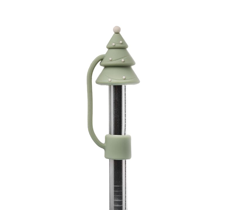 Light Green Christmas Tree Straw Tip - For travel cup by Qwetch image number 1