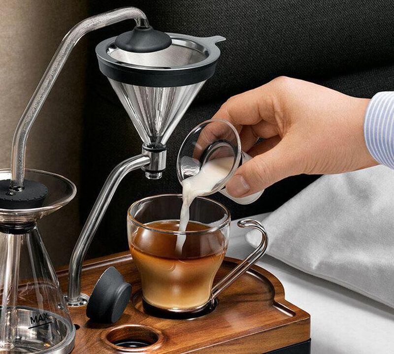 Cafeti&egrave;re programmable JOY RESOLVE Barisieur avec r&eacute;veil - Noir et bois de noyer image number 2