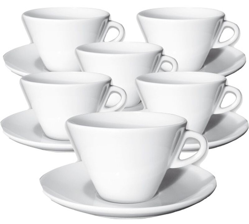 Ancap Set of 6 Porcelain Favorita Latte Art Cappuccino Cups and Saucers - 26cl image number 0
