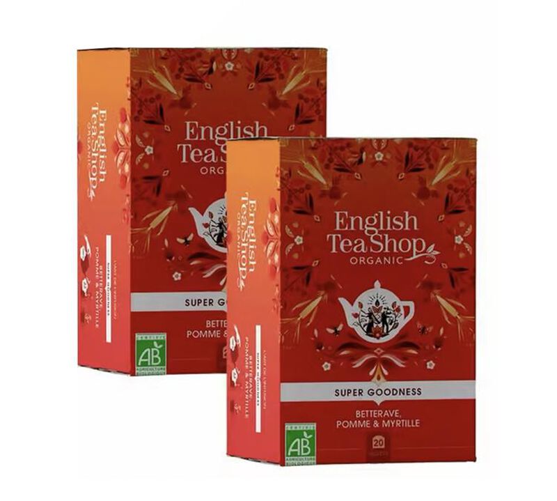 Pack Infusion Betterave Pomme Myrtille Bio - 2 x 20 sachets - ENGLISH TEA SHOP image number 0