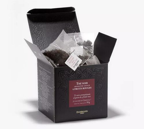 '4 Fruits Rouges' flavoured black tea - 25 Cristal&reg; sachets - Dammann Fr&egrave;res