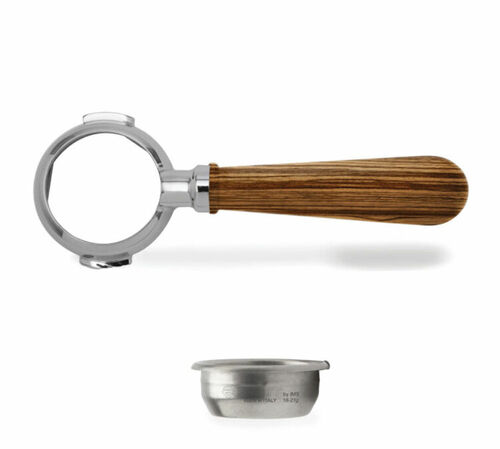 Porte-filtre bottomless LELIT 58mm en bois Zebrano + filtre 2 tasses