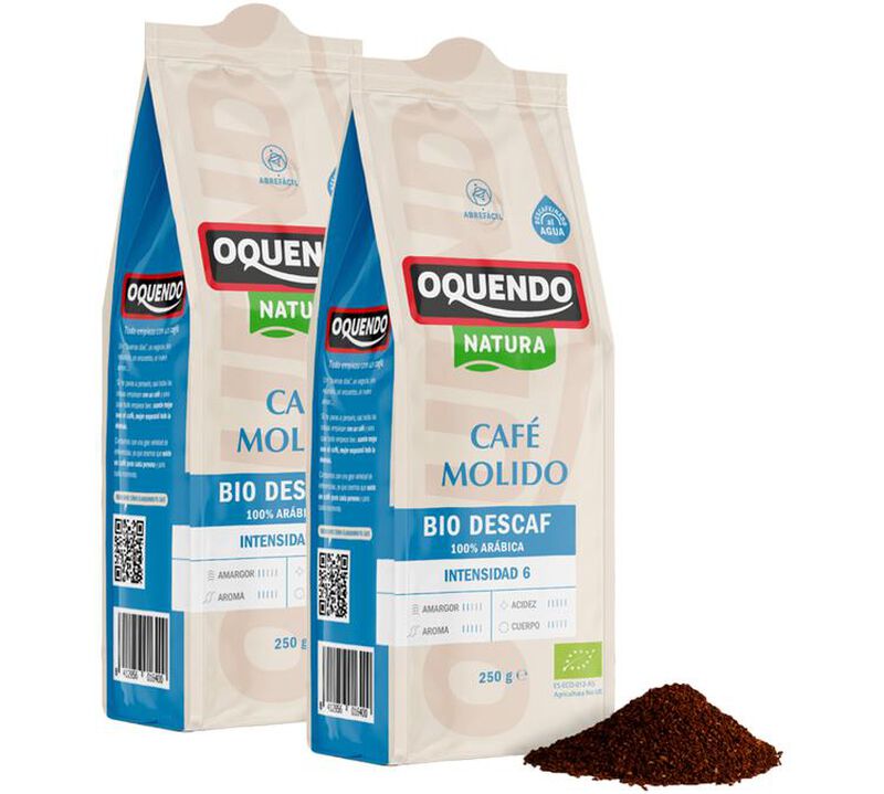 2 x 250 g - Caf&eacute; moulu - D&eacute;caf&eacute;in&eacute; Bio 100% Arabica - OQUENDO image number 0