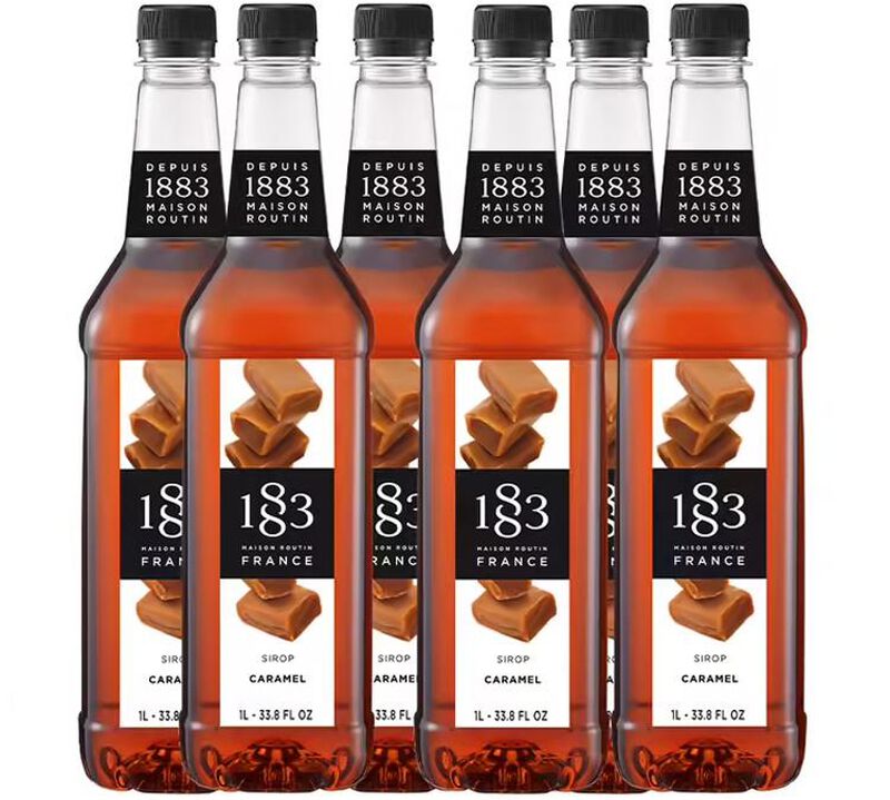 Lot de 6 Sirops pur Caramel Nature - Bouteille plastique - 6x1L - 1883 ROUTIN image number 0