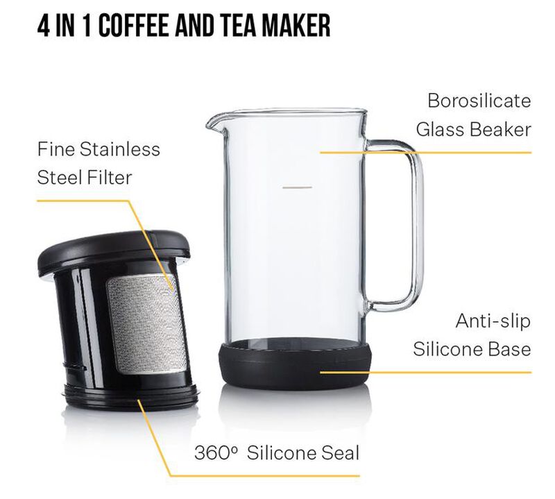 Barista&Co One Brew Coffee and Tea Infuser Black image number 3