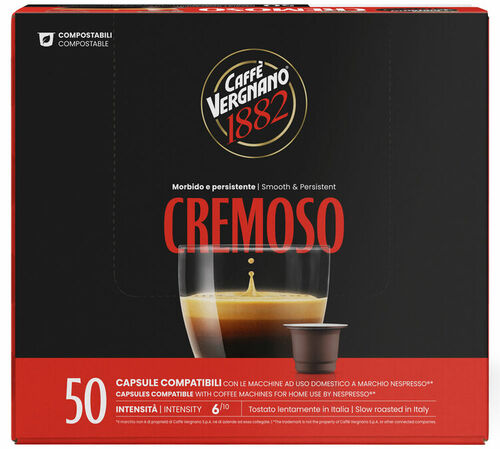 50 Nespresso* Original Compatible Capsules Cremoso &ndash; CAFFE VERGNANO