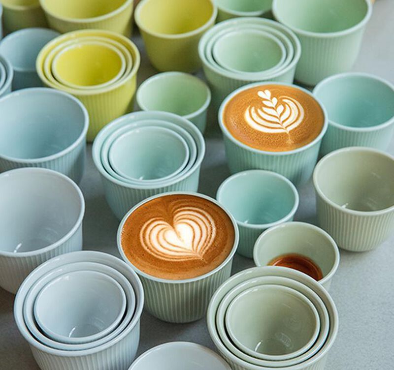 6 Tasses &agrave; caf&eacute; emboss&eacute; 250 ml vert - LOVERAMICS image number 1