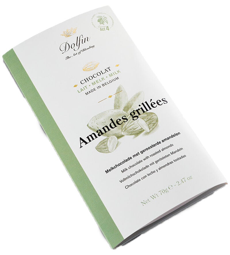 Tablette Chocolat au Lait & Amandes Grill&eacute;es - 70 g - DOLFIN image number 1