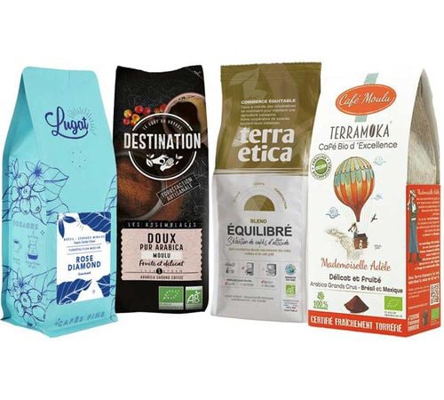 4 x 250g - Caf&eacute; moulu - Pack d&eacute;couverte top caf&eacute;s fran&ccedil;ais - MAXICOFFEE