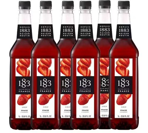 Lot de 6 Sirops Fraise - Bouteille Plastique - 6x1L - 1883 ROUTIN