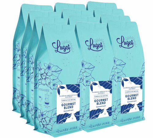 12 x 250 g Caf&eacute; en grain Gourmet Blend anciennement Le M&eacute;lange Gourmet - LUGAT