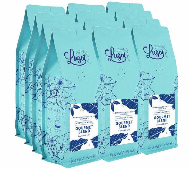 12 x 250 g Caf&eacute; en grain Gourmet Blend anciennement Le M&eacute;lange Gourmet - LUGAT image number 0