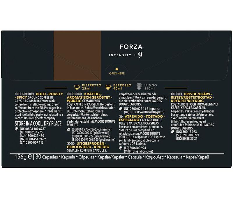 30 capsules compatibles Nespresso* Original Forza - L'OR ESPRESSO image number 1