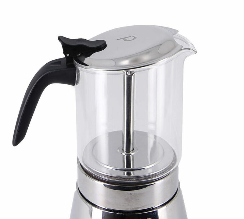Cafeti&egrave;re italienne PYLANO Kiara inox et verre 9 tasses image number 3