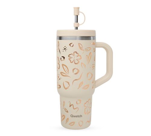 Gourde isotherme avec paille Travel cup Moani sable - 90 cl - QWETCH