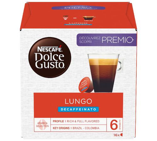 16 Nescaf&eacute;* Dolce Gusto* Pods Decaffeinato Lungo