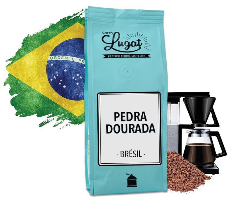 Ground coffee for French press coffee makers: Brazil - Pedra Dourada - 250g - Caf&eacute;s Lugat image number 0
