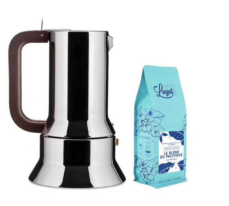 Alessi 9090 6-cup moka pot for induction hobs, designed by Richard Sapper + Caf&eacute; Lugat image number 0