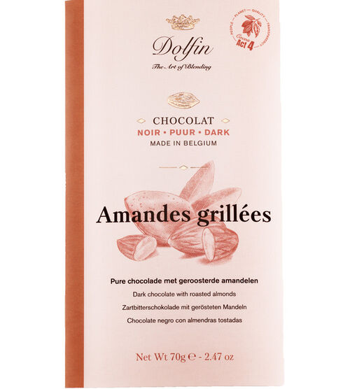 Dolfin Dark Chocolate Bar with Roasted Almonds - 70g