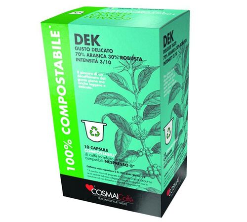 10 Nespresso* Original Compatible Capsules Dek Decaffeinato - COSMAI CAFF&Eacute;