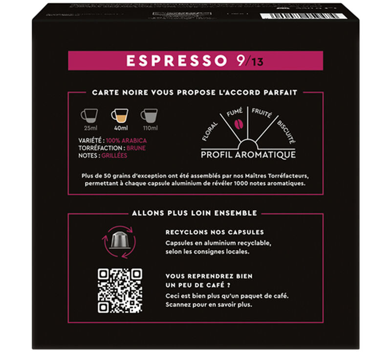 60 capsules compatibles Nespresso* Original - Espresso Intense n&deg;9 - CARTE NOIRE image number 3
