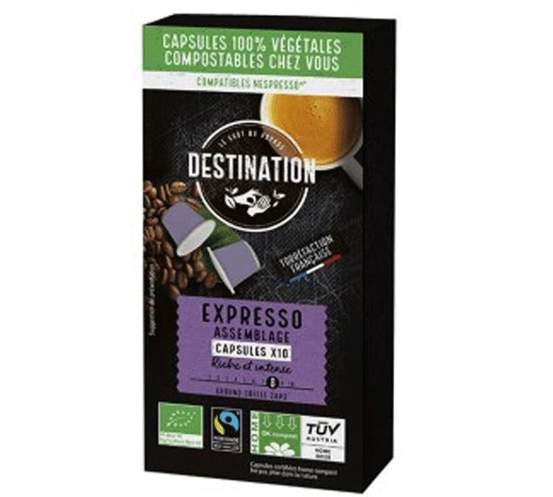 10 Nespresso* Original Compatible Capsules Organic - FAIRTRADE ARABICA ESPRESSO - DESTINATION image number 0