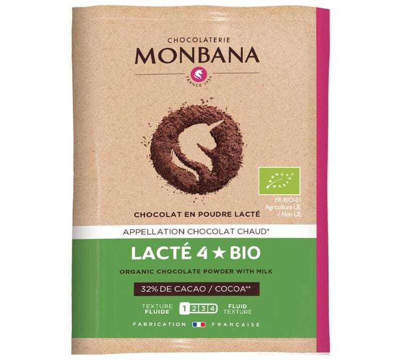 Chocolat Poudre Lact&eacute; 4 &Eacute;toiles Bio - 100 dosettes - MONBANA image number 0