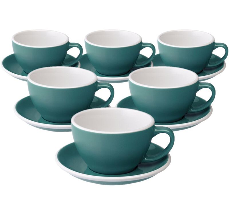 Loveramics - 6 tazze da caffellatte con piattini - Egg Teal 30 cl image number 0