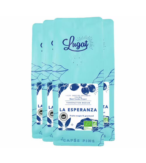 Lugat - Caff&egrave; in grani - La Esperanza bio - 4 x 250 g