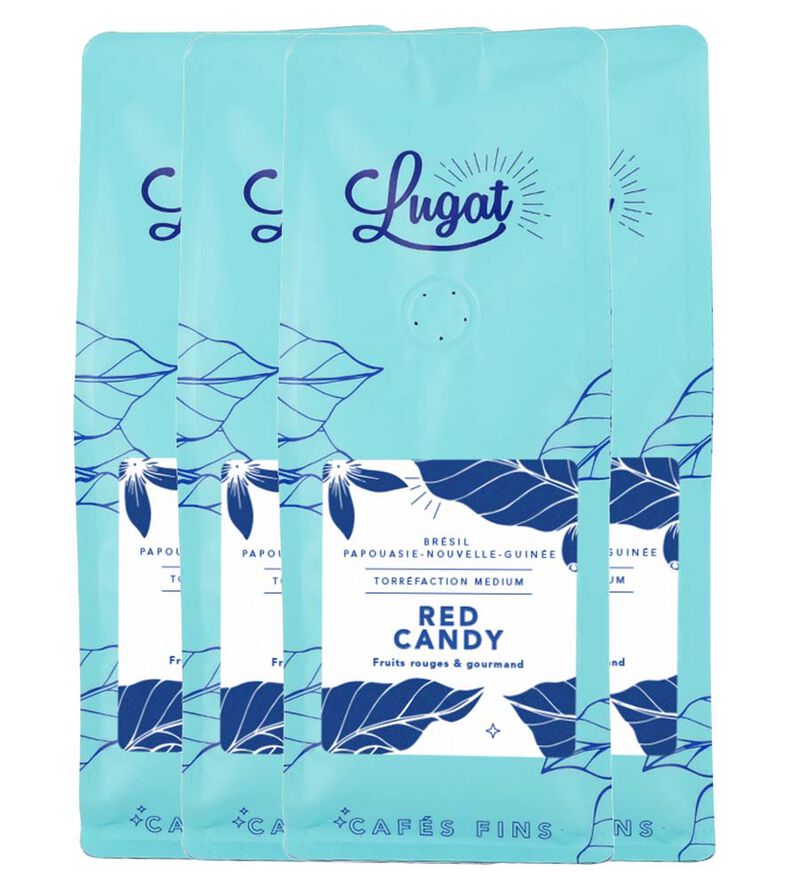 Lugat Coffee Beans Red Candy - 4 x 250g image number 0