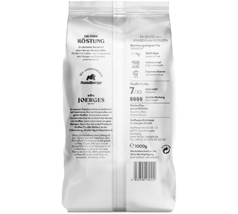 Gorilla Coffee Delicato Coffee Beans - 1kg image number 1